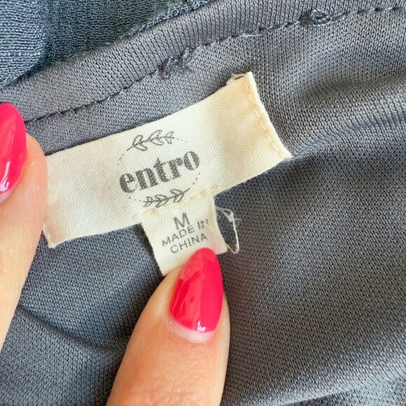 ENTRO BLUE BELL SLEEVE LACE BUTTON FRONT MINI DRESS MEDIUM - Picture 6 of 6